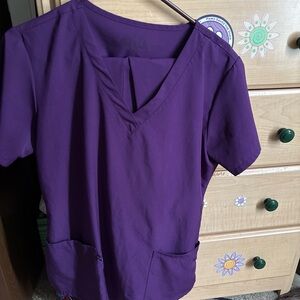 Women's Purple V-Neck Scrub Top with Joggers
